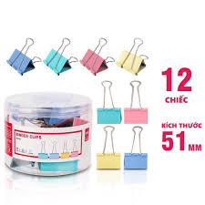 Kẹp bướm màu DELI 51mm (hộp 12 cái)
